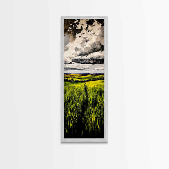 Rolling Fields, Green Landscape Painting, Farmhouse Wall Art, Nature Artwork, Rustic Home Decor, Country Living Room Art, Canvas Print