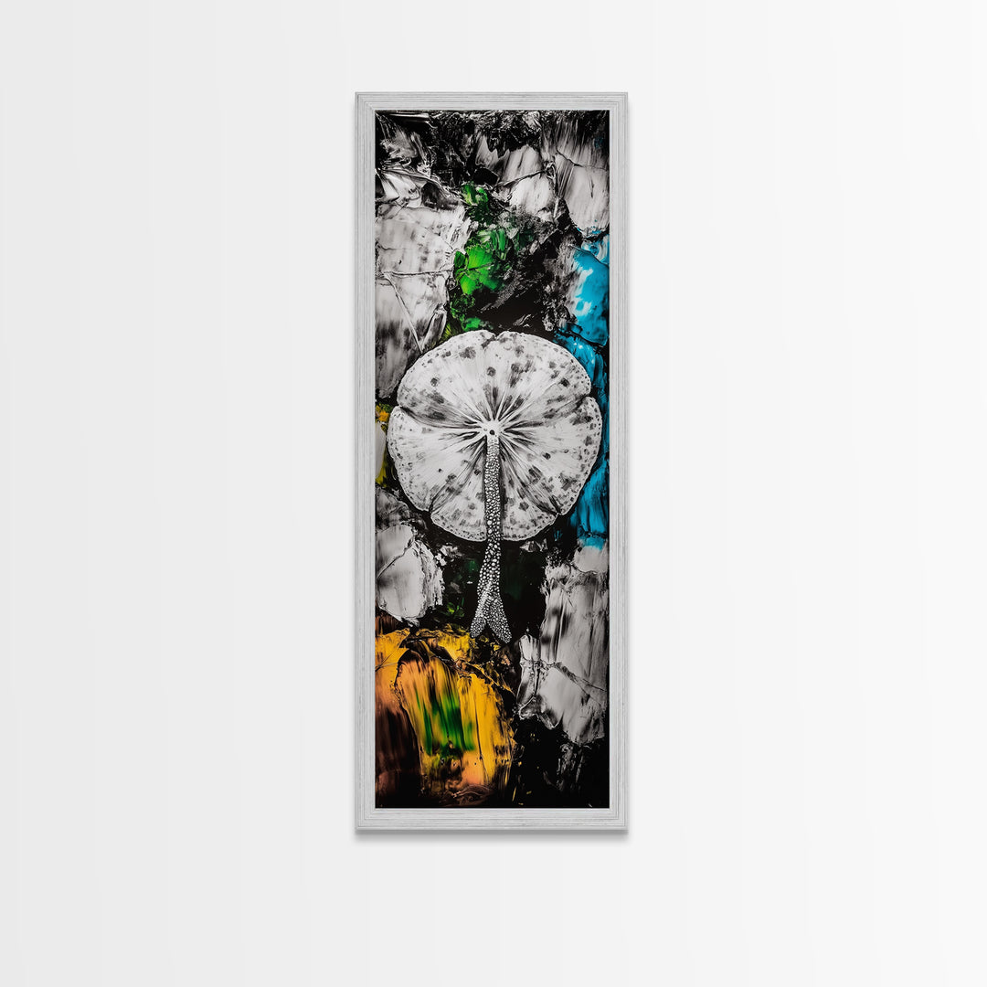 Abstract Mushroom, Black White Art, Modern Wall Decor, Framed Canvas Print, Living Room Art, Minimalist Painting, Unique Gift