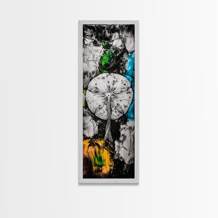 Abstract Mushroom, Black White Art, Modern Wall Decor, Framed Canvas Print, Living Room Art, Minimalist Painting, Unique Gift