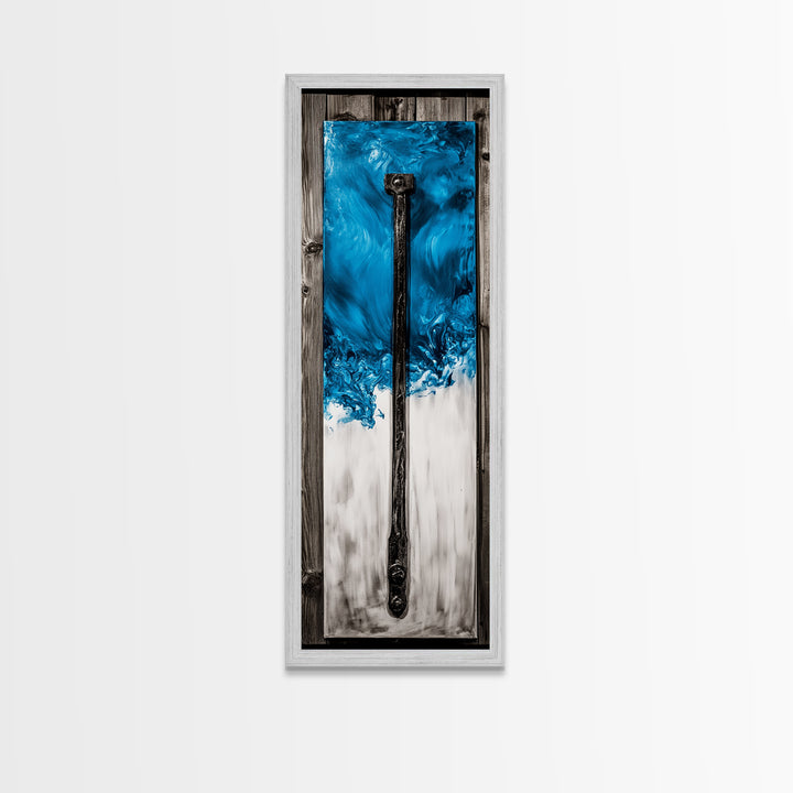 Abstract Metal Art, Modern Industrial Design, Blue and White Wall Decor, Unique Home Statement, Contemporary Style, Canvas Print