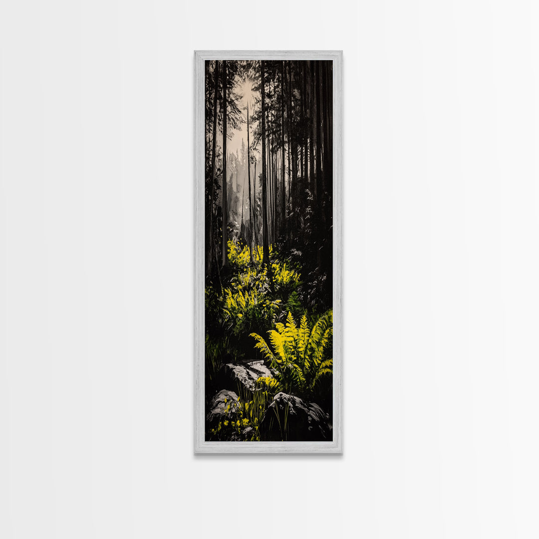 Forest, Ferns, Nature, Canvas Print, Dark Green Wall Art, Botanical Decor, Woodland Artwork, Tranquil Nature Scene, Earthy Home Accent