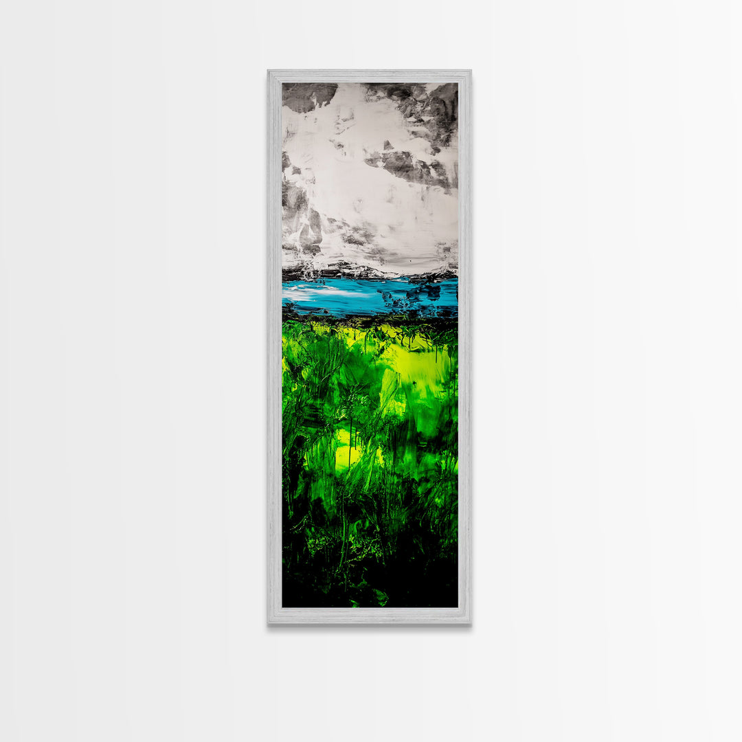 Abstract Greenery, Expressionist Art, Nature Inspired, Framed Canvas Print, Botanical Art, Contemporary Home Decor, Living Room Artwork