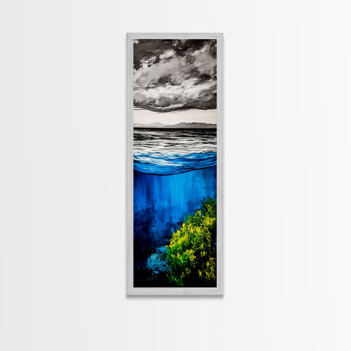 Ocean Depths, Abstract Seascape, Deep Blue, Underwater Art, Framed Canvas Print, Nautical Decor, Coastal Wall Art, Office Art