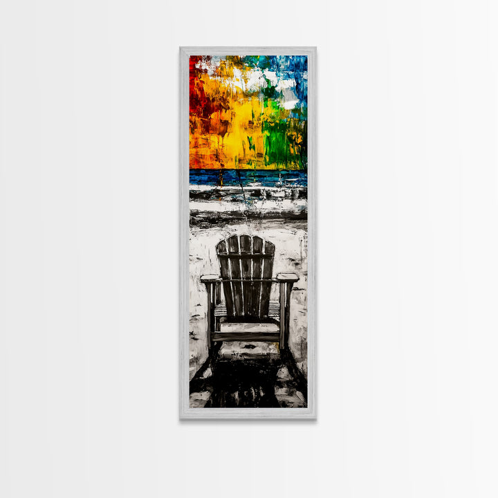 Beach Chair, Coastal Wall Art, Relaxation Painting, Framed Canvas Print, Seaside Decor, Nautical Art, Living Room Wall Art, Summer Vibes