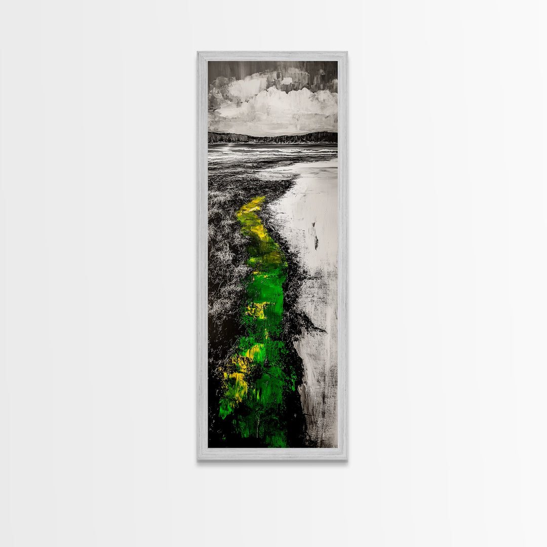 Pathway Landscape, Green and Yellow Art, Rustic Wall Art, Nature Inspired Canvas Print, Office Art, Minimalist Decor, Country Home Art