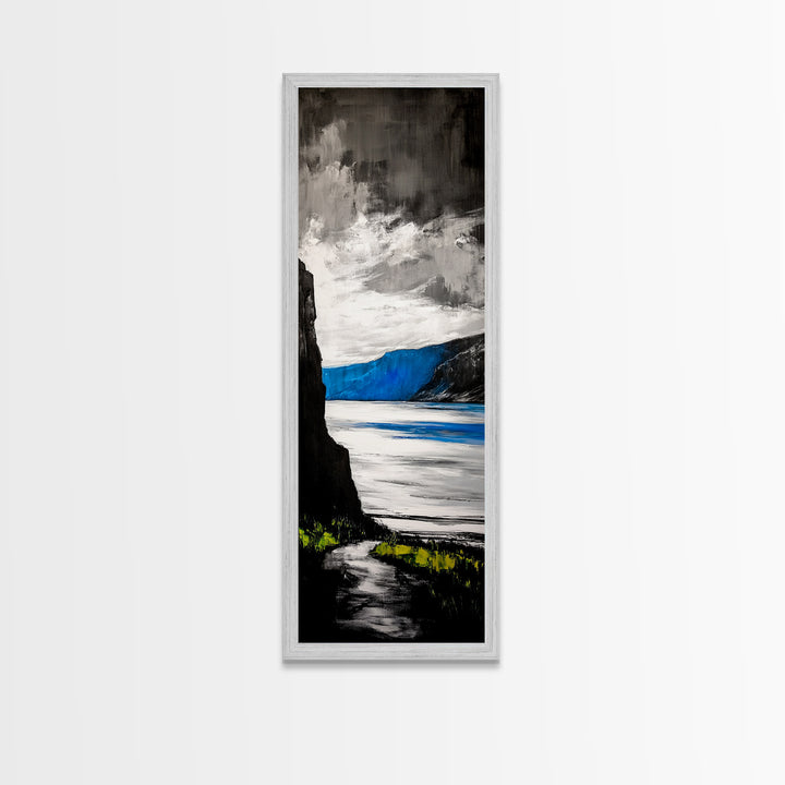 Coastal Cliffs, Ocean Landscape, Abstract Seascape, Modern Art, Canvas Print, Living Room Wall Art, Blue Gray Art, Minimalist Decor