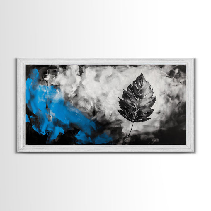 Black Leaf, Abstract Nature Art, Monochrome Wall Art, Canvas Print, Modern Minimalist Decor, Office Wall Art, Boho Art