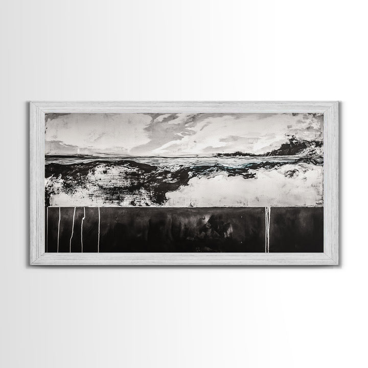 Black and White, Ocean, Waves, Minimalist, Canvas Print, Coastal Art, Nautical Decor, Bedroom Wall Art, Modern Home Decor, Fine Art Print