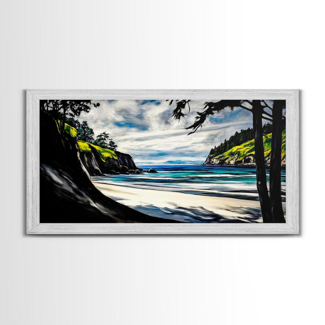 Coastal View, Ocean Cliffs, Nature Scene, Canvas Print, Beach Wall Art, Relaxing Home Decor, Nautical Theme, Large Seascape Painting