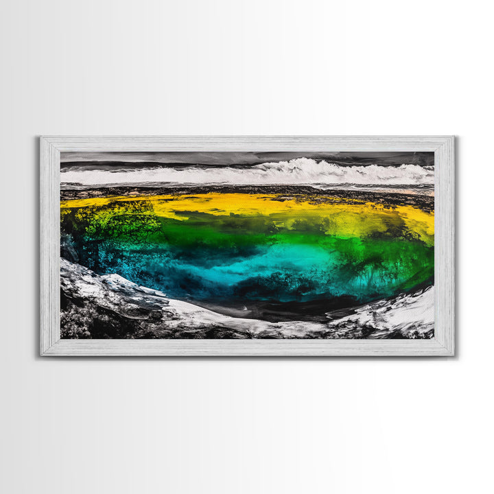 Turquoise Waves, Bold Ocean Art, Framed Canvas Print, Modern Abstract Seascape, Beach House Wall Decor, Large Statement Art