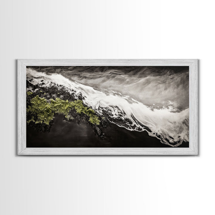 Abstract Ocean Waves, Coastal Wall Art, Modern Seascape Painting, Monochrome Beach Decor, Minimalist Black White Art, Canvas Print