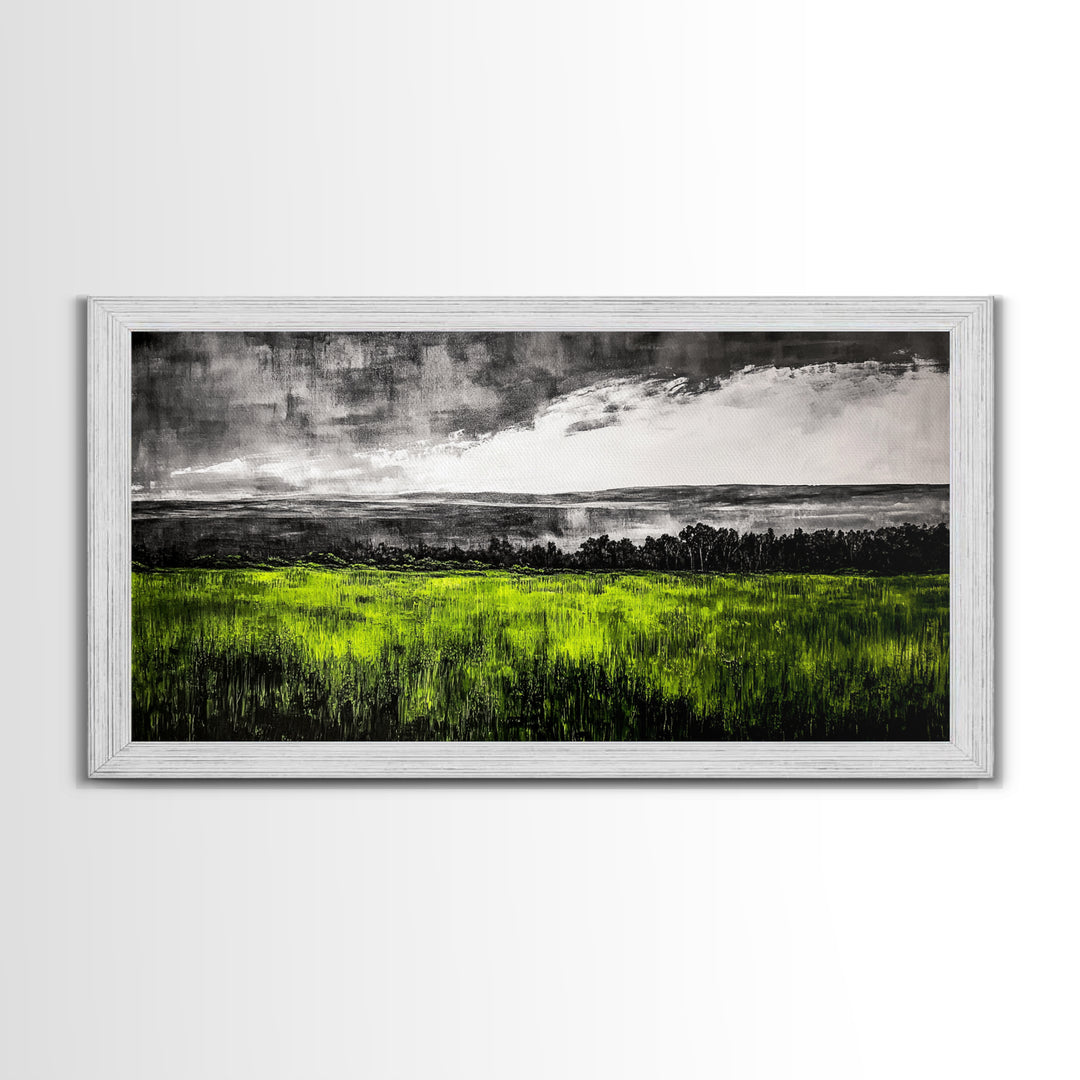 Green, Landscape, Nature, Canvas Print, Rolling Fields Wall Art, Scenic Countryside Painting, Modern Rustic Home Decor, Large Wall Art