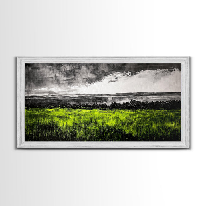 Green, Landscape, Nature, Canvas Print, Rolling Fields Wall Art, Scenic Countryside Painting, Modern Rustic Home Decor, Large Wall Art