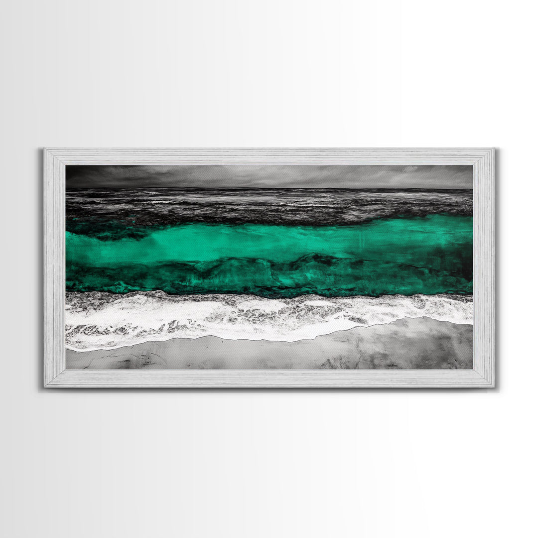 Abstract Ocean, Beach Wall Art, Coastal Decor, Seascape Painting, Modern Home Art, Nautical Decor, Framed Canvas Print, Large Wall Art