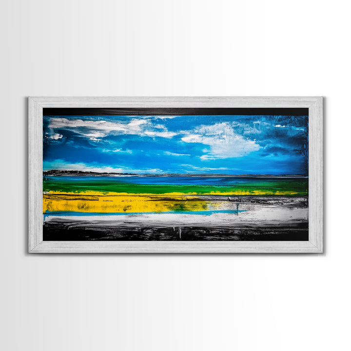 Bright Coastal, Blue and Green Ocean, Abstract Beach Art, Canvas Print, Modern Seaside Decor, Living Room Wall Art, Large Wall Art