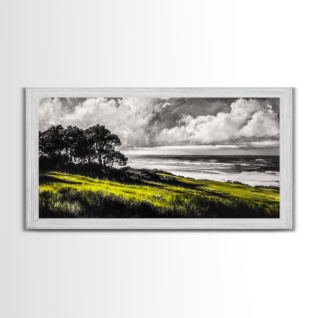 Coastal Landscape, Ocean View, Sunset Wall Art, Seaside Decor, Modern Seascape, Framed Canvas Print, Living Room Wall Art, Beach Painting