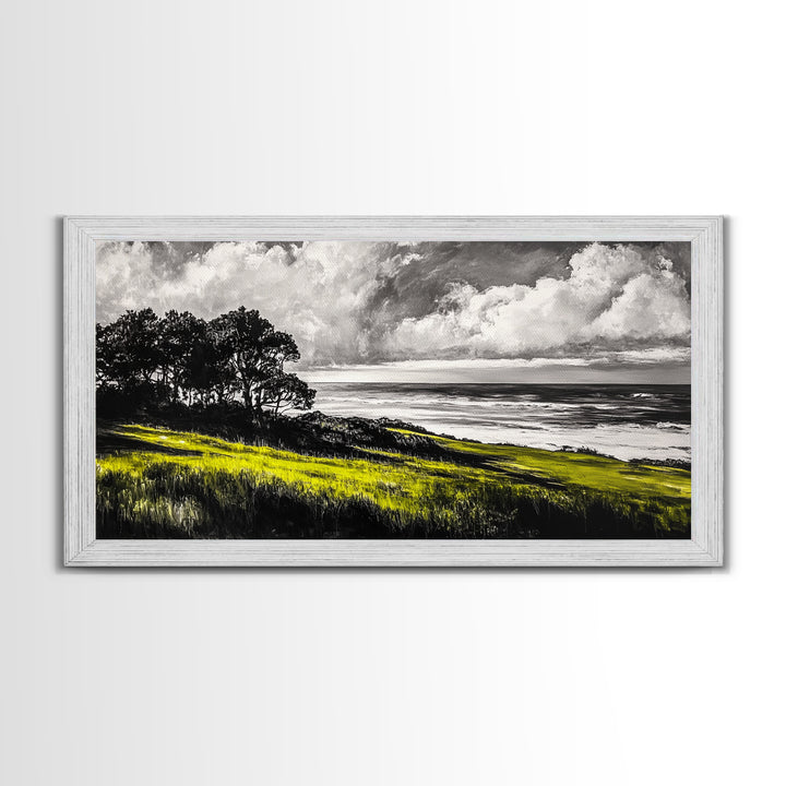 Coastal Landscape, Ocean View, Sunset Wall Art, Seaside Decor, Modern Seascape, Framed Canvas Print, Living Room Wall Art, Beach Painting