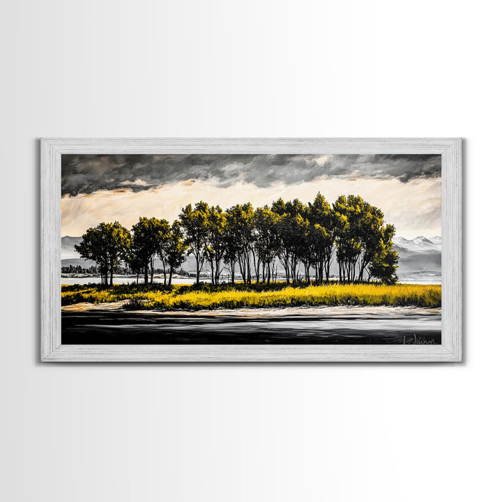 Aspen Trees, Mountain View, Nature Landscape, Rustic Home Decor, Autumn Wall Art, Framed Canvas Print, Cabin Wall Art, Modern Tree Painting