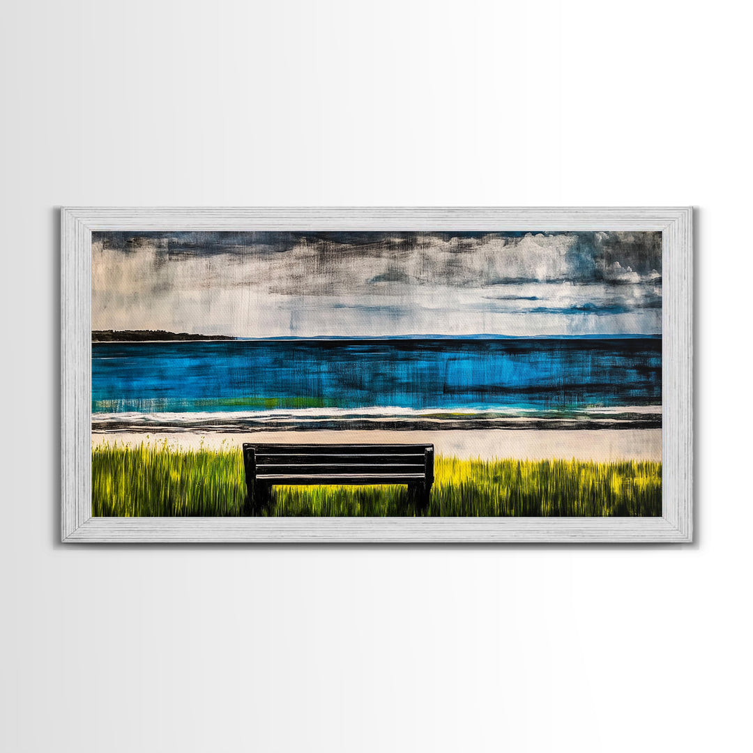 Beach View, Ocean Wall Art, Coastal Home Decor, Blue Canvas Print, Nature Artwork, Living Room Art, Nautical Art, Summer Wall Decor