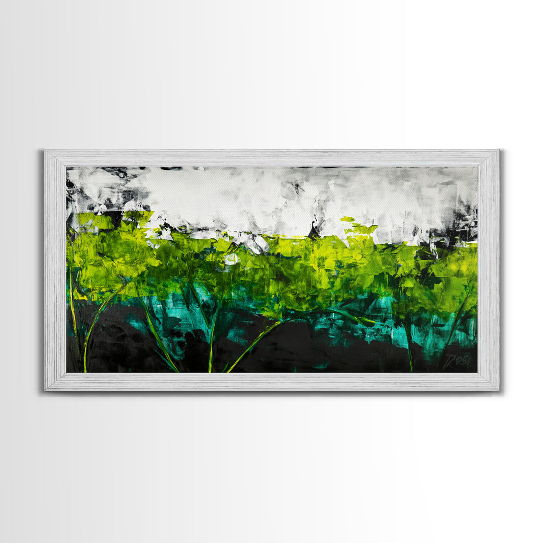 Abstract Landscape, Green Field, Modern Nature Art, Contemporary Painting, Office Decor, Kitchen Wall Art, Canvas Print, Textured Art