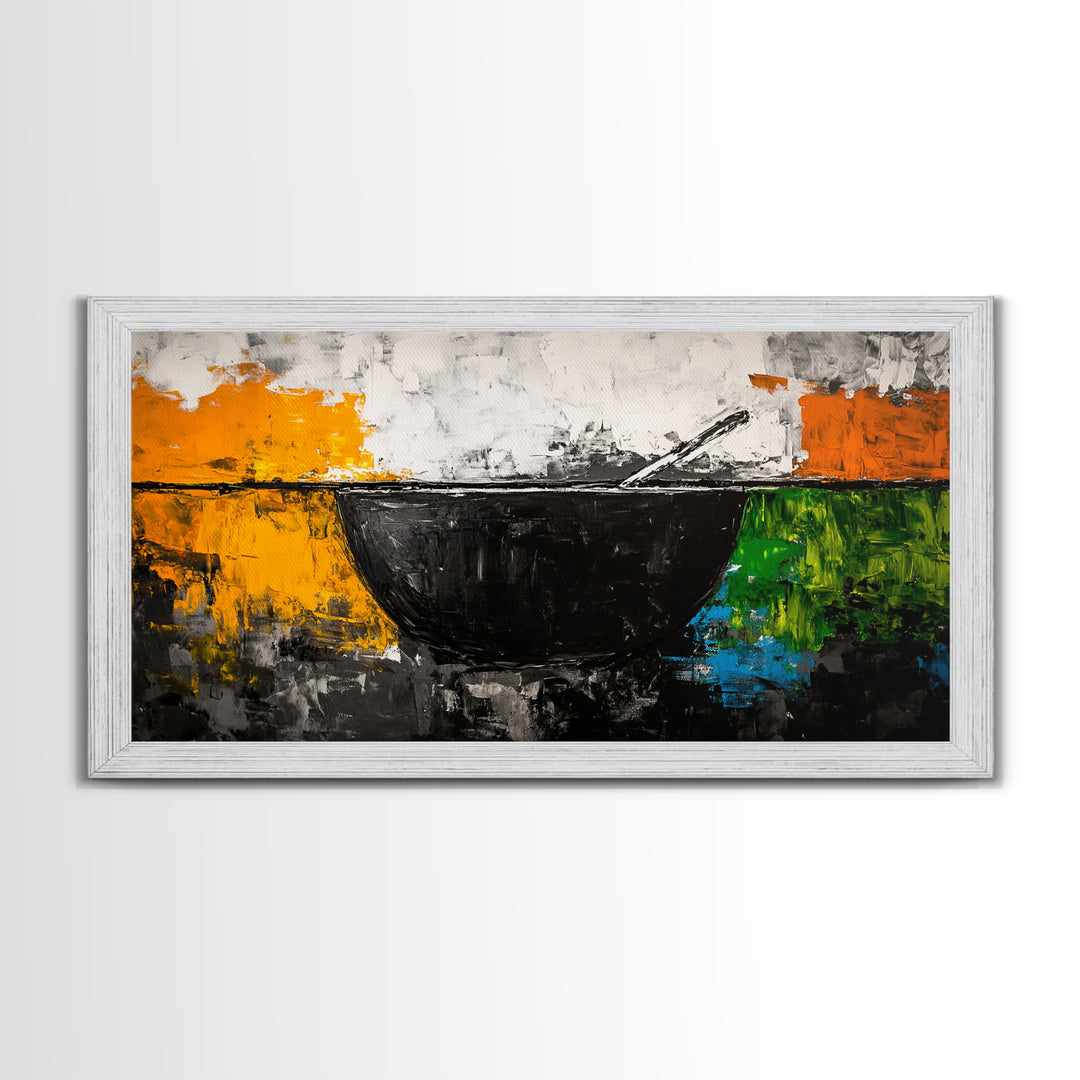 Abstract Bowl, Minimalist Kitchen Art, Modern Wall Decor, Framed Canvas Print, Contemporary Abstract Art, Dining Room Wall Art
