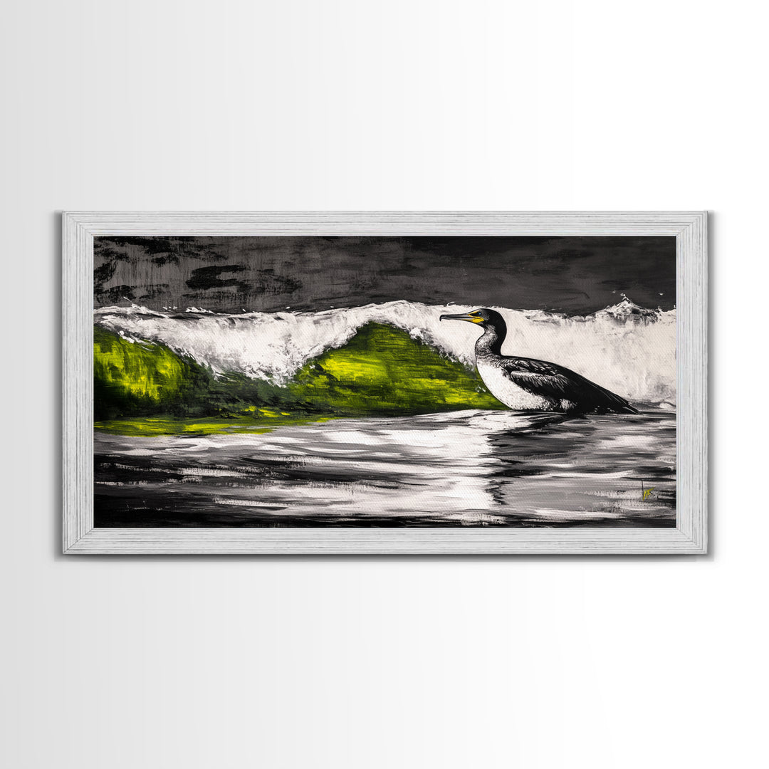 Ocean Bird, Coastal Wildlife, Beach Wall Art, Framed Canvas Print, Nautical Home Decor, Nature Inspired Art, Serene Landscape