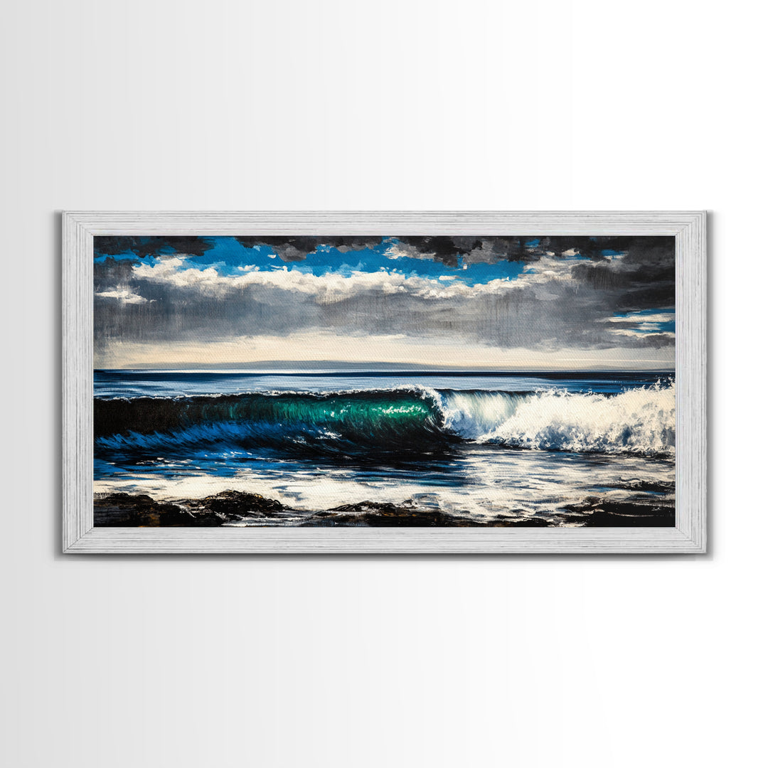 Ocean Wave, Blue Water, Seascape Painting, Canvas Print, Surf Wall Art, Beach House Decor, Coastal Living, Nautical Art, Large Wall Decor