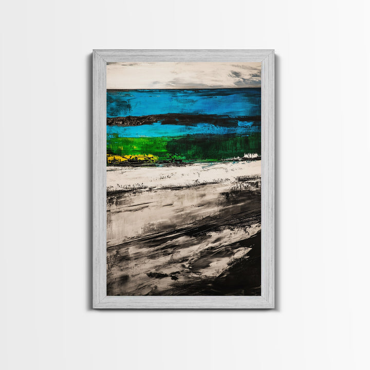 Blue Horizon, Abstract Seascape, Coastal Vibes, Nautical Decor, Framed Canvas Print, Living Room Art, Ocean Lovers Gift, Modern Wall Art