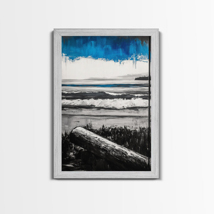 Ocean Serenity, Coastal Landscape, Nautical Wall Art, Beach House Decor, Framed Canvas Print, Living Room Wall Art, Seascape Painting