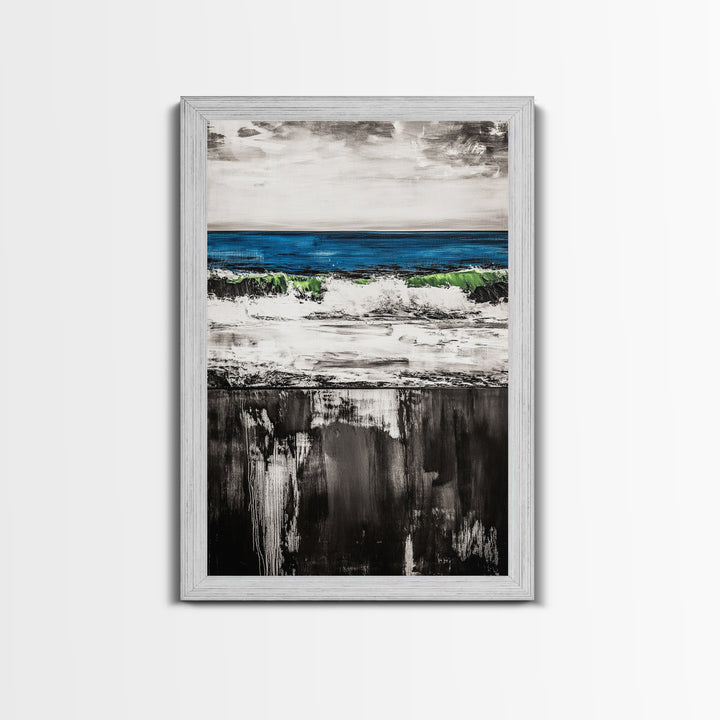 Abstract River, Black and White, Nature Art, Canvas Print, Serene Landscape, Minimalist Home Decor, Modern Wall Art