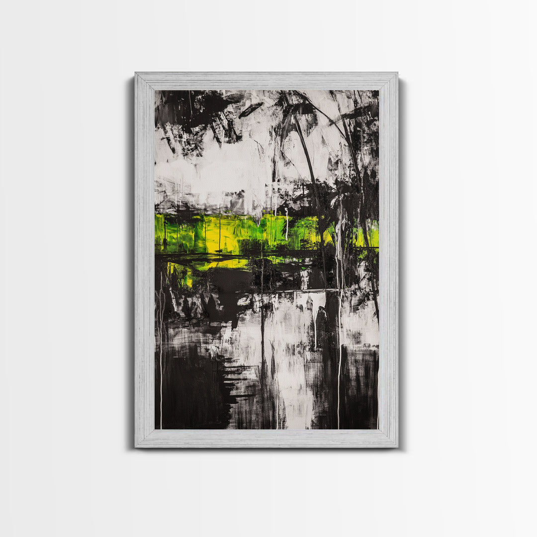 Abstract Forest, Black and White Art, Moody Nature Painting, Contemporary Wall Decor, Modern Office Art, Canvas Print