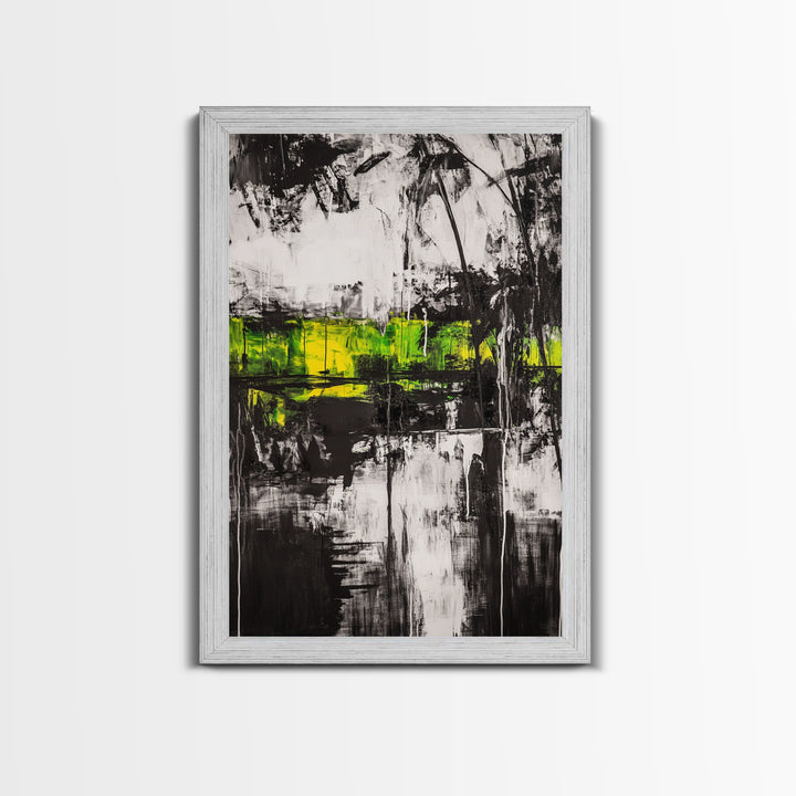 Abstract Forest, Black and White Art, Moody Nature Painting, Contemporary Wall Decor, Modern Office Art, Canvas Print