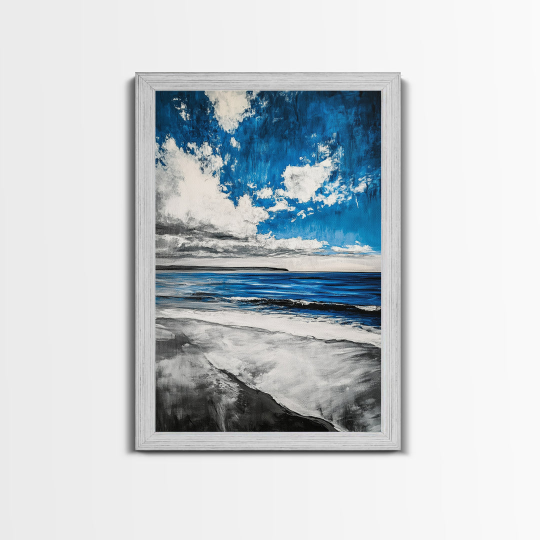 Blue Ocean, Tranquil Beach Scene, Coastal Home Decor, Seascape Wall Art, Nature Inspired, Modern Minimalist, Canvas Print