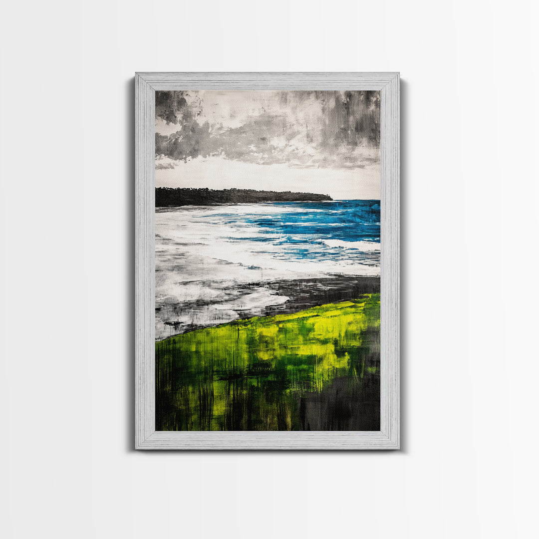 Coastal Serenity, Ocean View, Beach Horizon, Framed Canvas Print, Seascape Art, Modern Home Decor, Nautical Wall Art, Office Decor