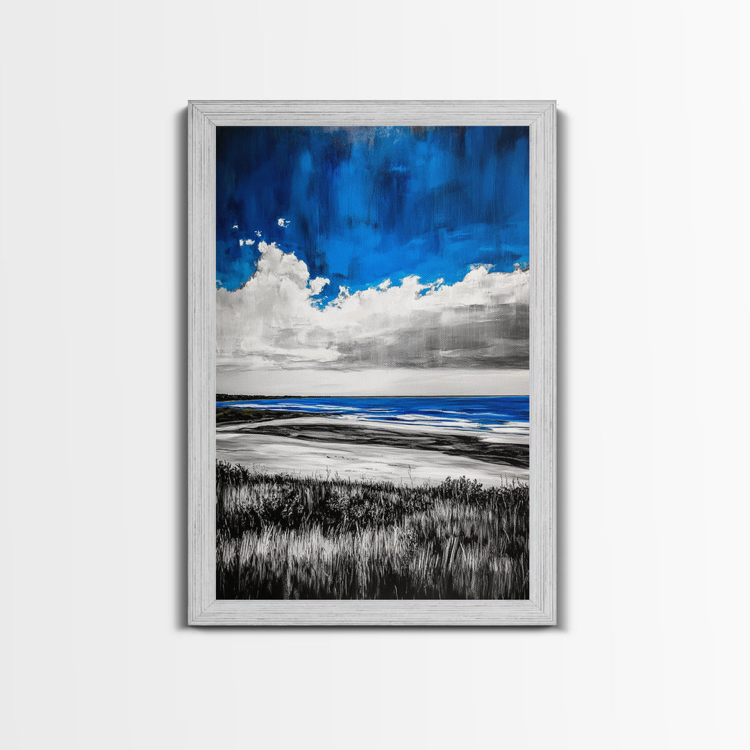 Blue Ocean, Coastal Wall Art, Beach House Decor, Minimalist Landscape, Nautical Aesthetic, Living Room Canvas Print, Ocean Lover Gift