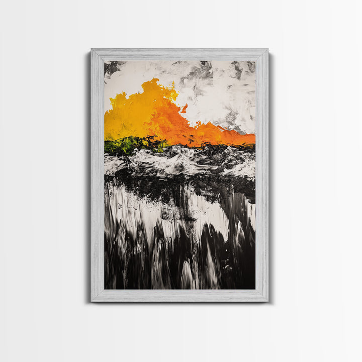 Abstract Fire, Bold Brushstrokes, Framed Canvas Print, Modern Expressionist Art, Living Room Accent, Dramatic Wall Decor, Fall Art