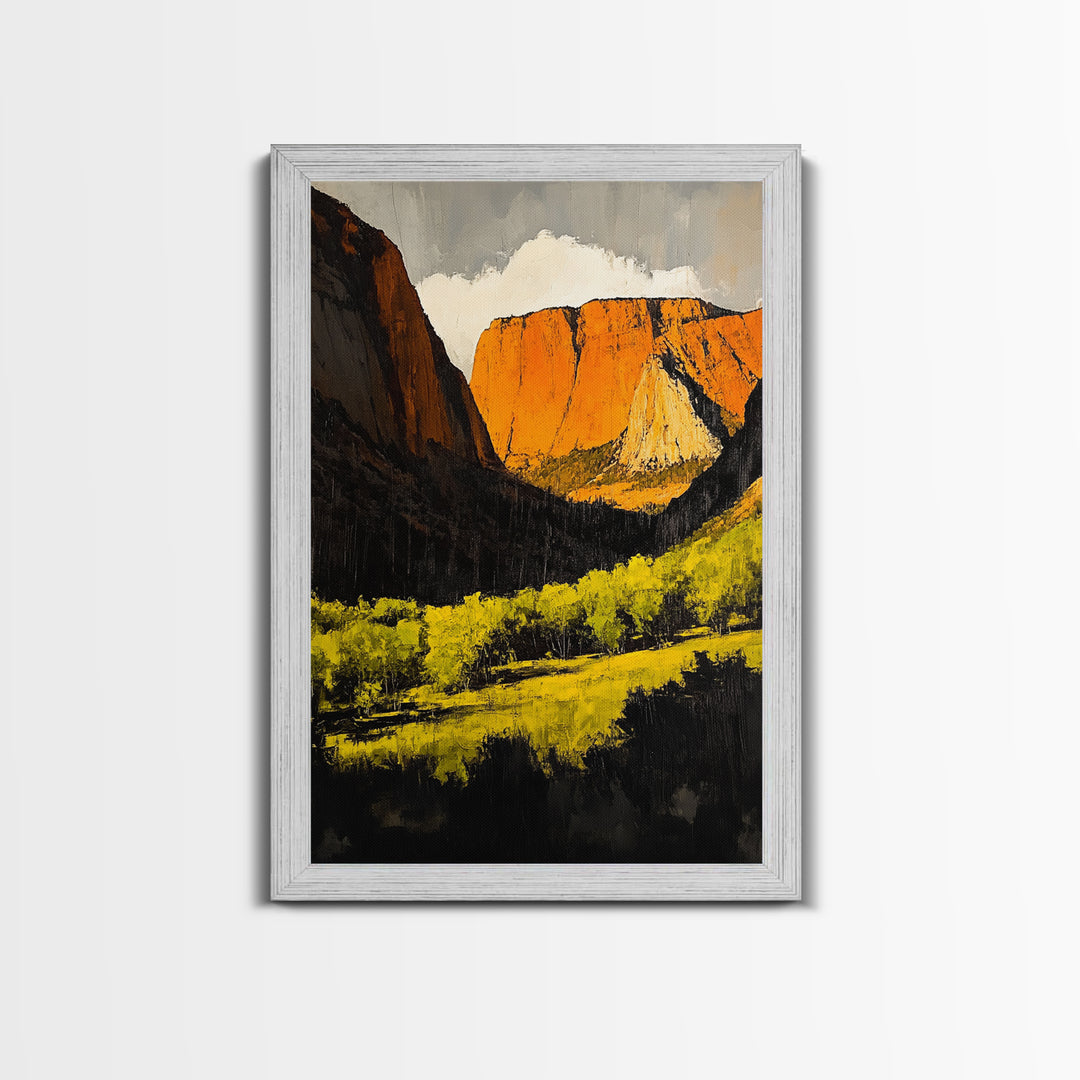 Desert Cliffs, Southwestern Art, Autumn Landscape Painting, Warm Earth Tones, Bold Canyon Decor, Nature Scenic Wall Art, Canvas Print