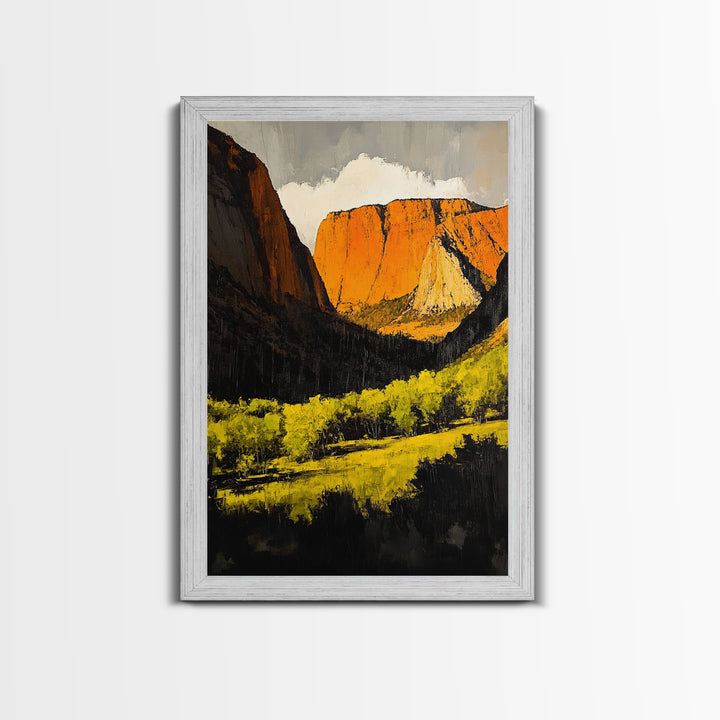 Desert Cliffs, Southwestern Art, Autumn Landscape Painting, Warm Earth Tones, Bold Canyon Decor, Nature Scenic Wall Art, Canvas Print