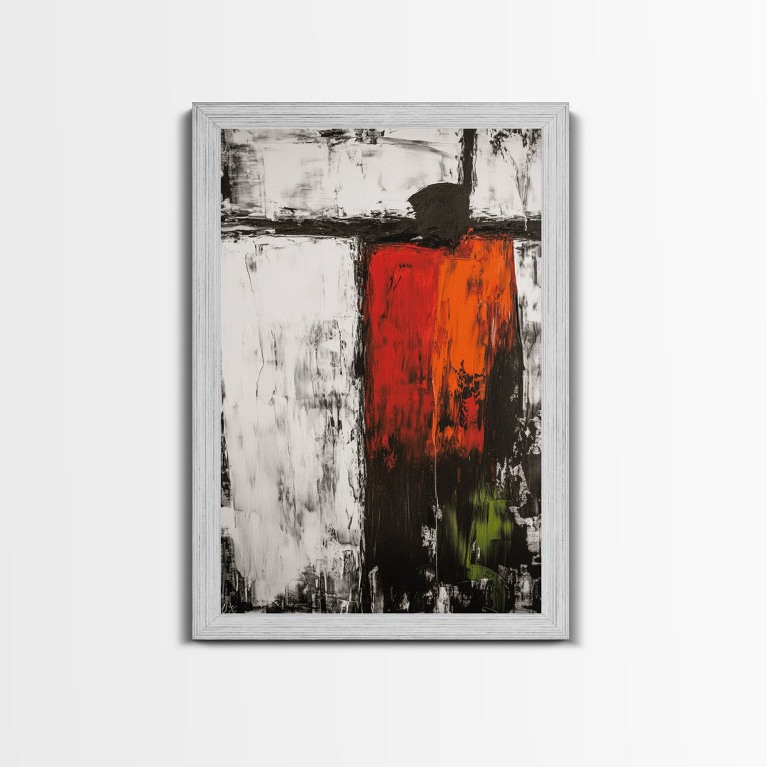 Bold Abstract, Red and Black Painting, Modern Canvas Print, Living Room Wall Art, Statement Art, Large Contemporary Artwork