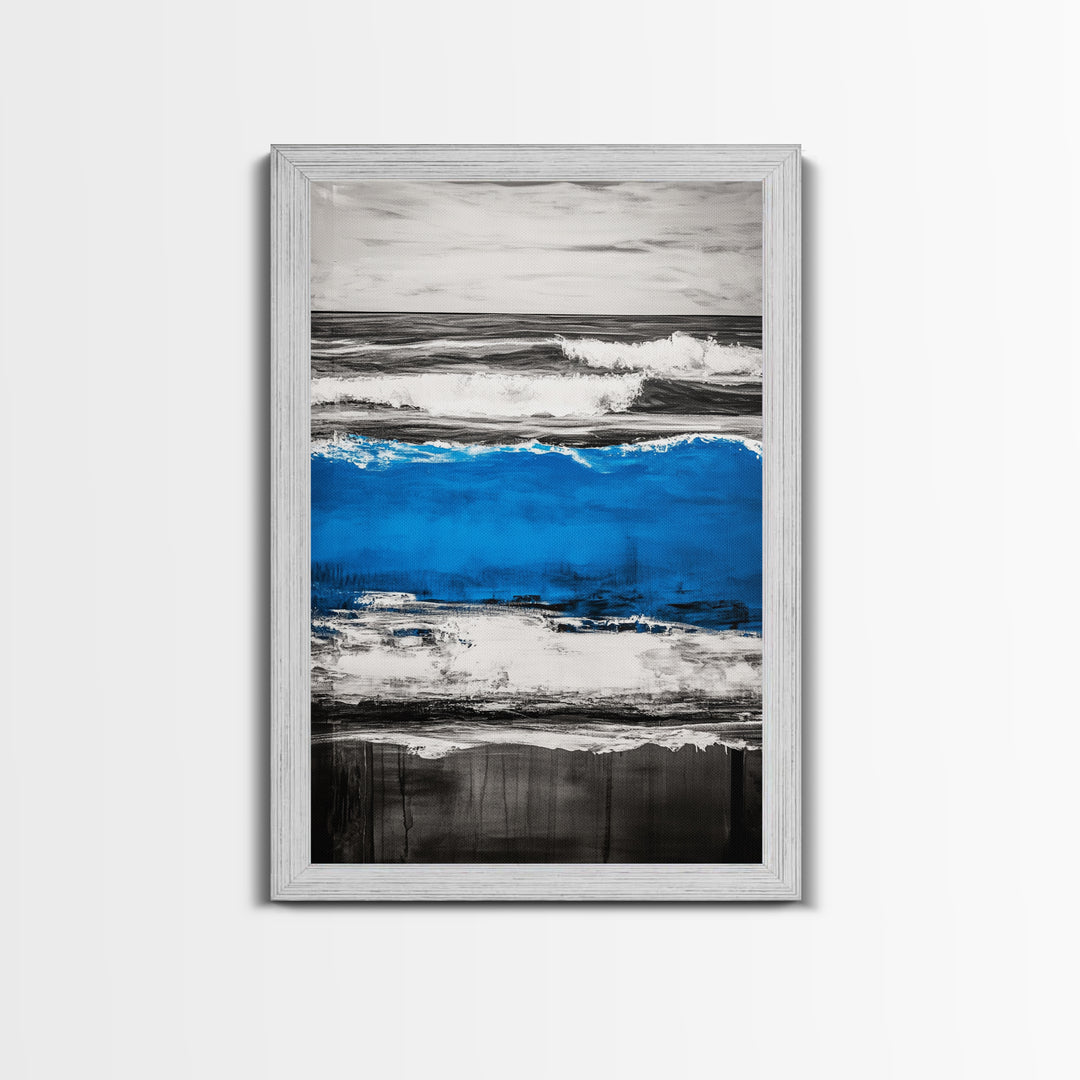 Rolling Waves, Beach Sunset, Blue Ocean, Canvas Print, Coastal Wall Art, Living Room Decor, Nautical Painting, Modern Seascape