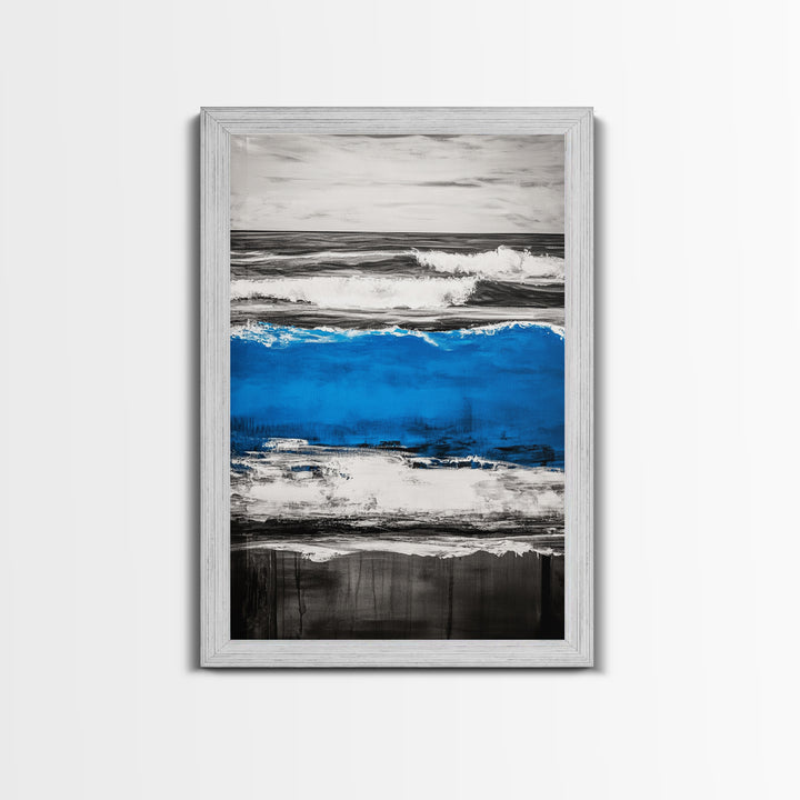 Rolling Waves, Beach Sunset, Blue Ocean, Canvas Print, Coastal Wall Art, Living Room Decor, Nautical Painting, Modern Seascape