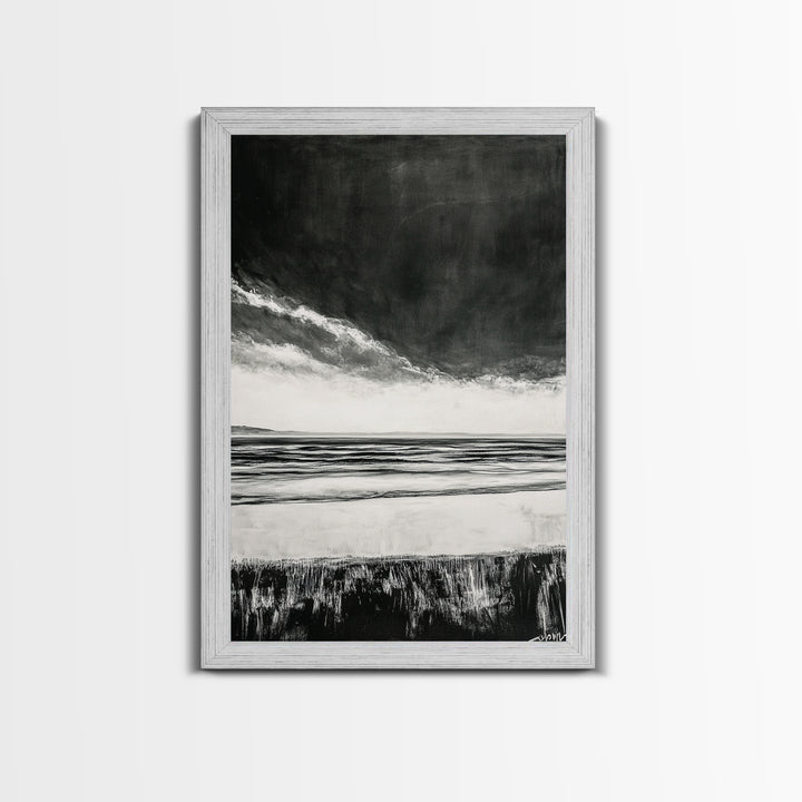 Dark Sky, Ocean Storm, Dramatic Seascape, Canvas Print, Moody Wall Art, Modern Coastal Decor, Nautical Painting, Living Room Art