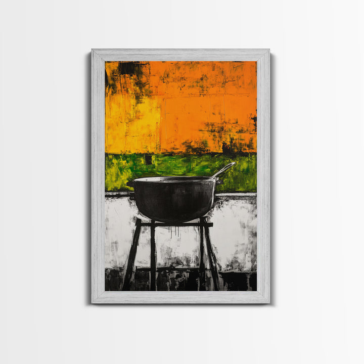 Abstract Kitchen Art, Modern Wall Decor, Rustic Cooking Print, Vibrant Boho Art, Large Wall Print, Dining Room Art, Framed Canvas Print