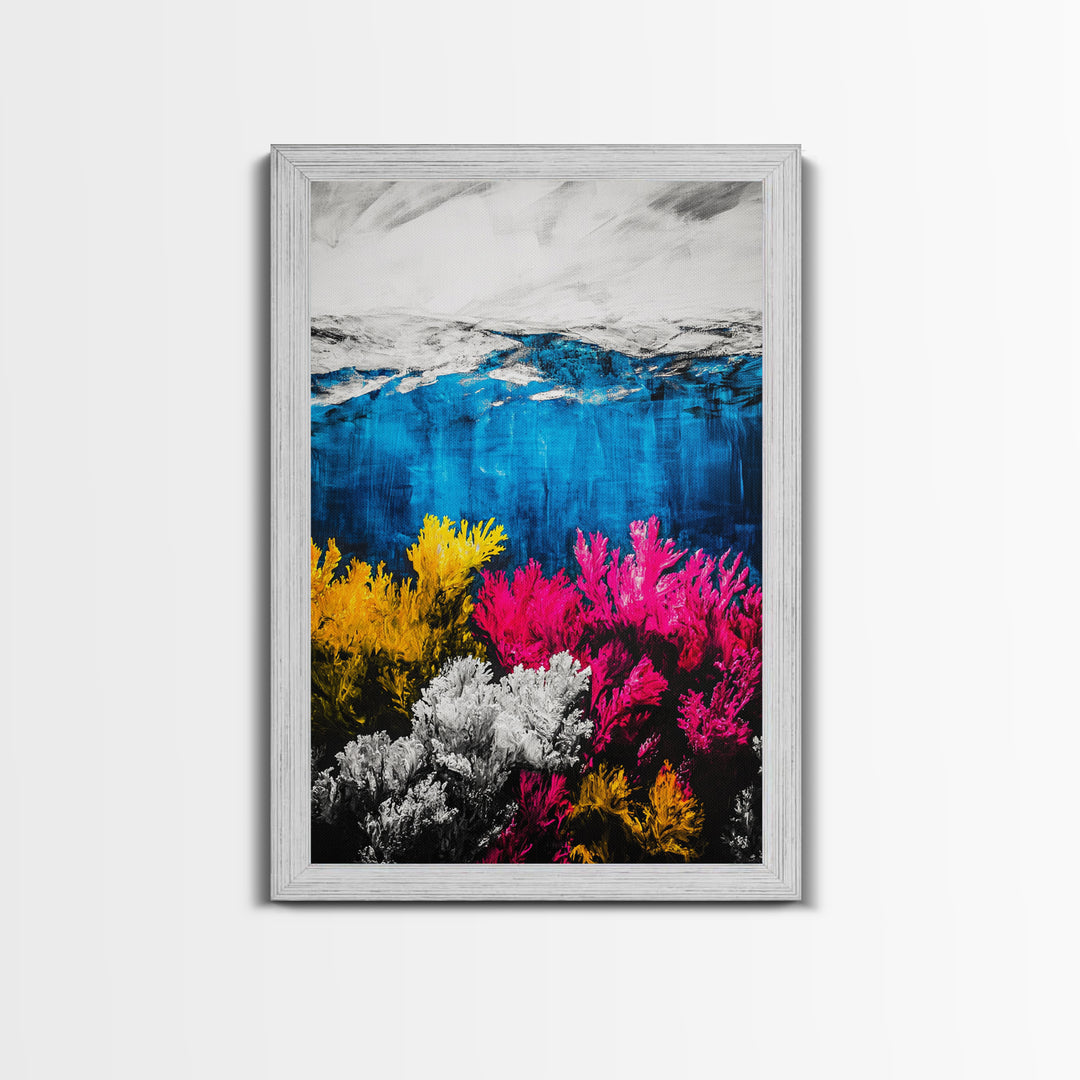 Coral Reef Print, Underwater Ocean Art, Coastal Wall Decor, Vibrant Marine Art, Nautical Wall Art, Beach House Decor, Framed Canvas Print