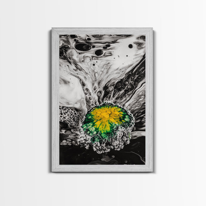 Abstract Fluid Art, Black and White Print, Modern Home Decor, Unique Swirl Art, Office Wall Art, Monochrome Aesthetic, Framed Canvas Print