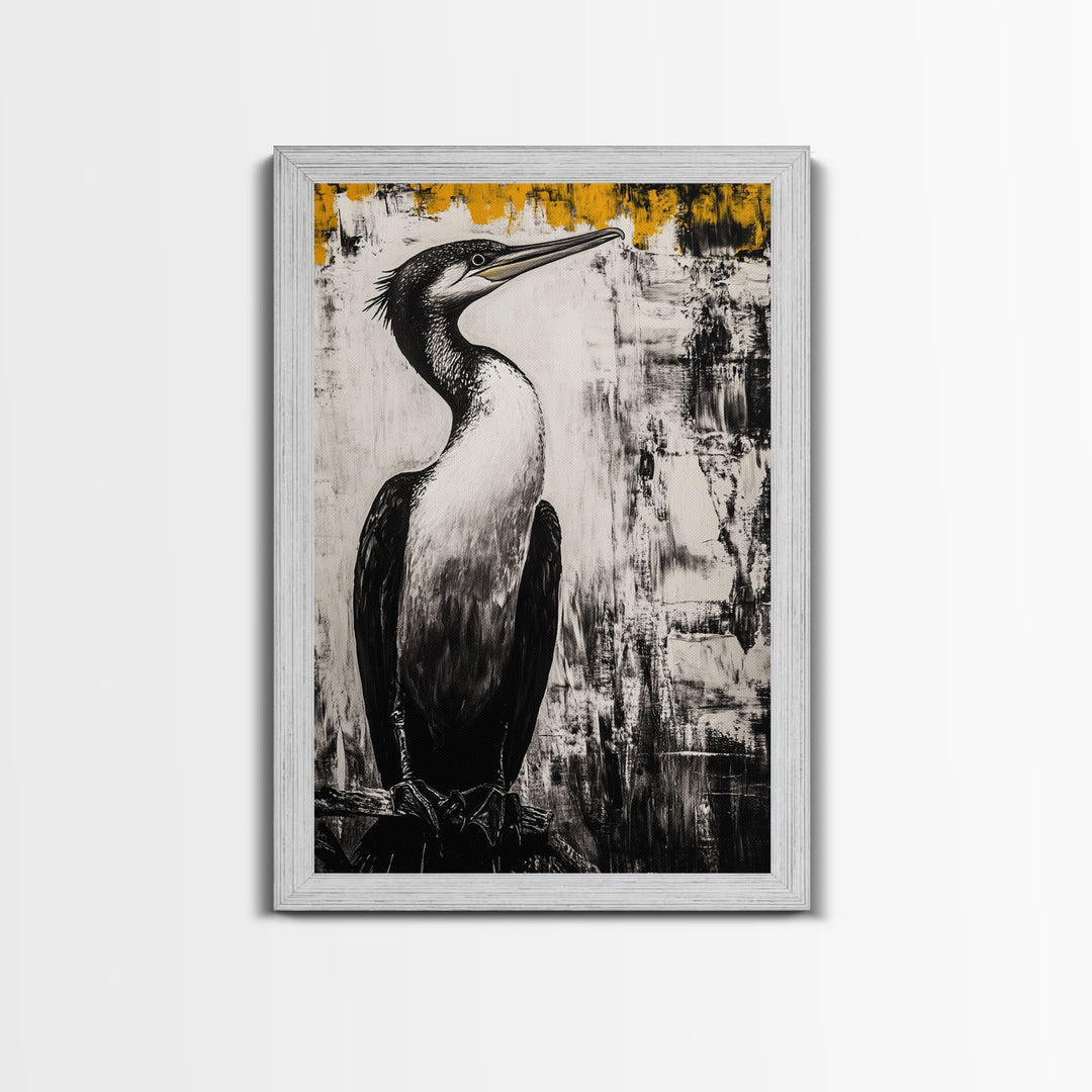 Bird Portrait Art, Nature Print, Wildlife Illustration, Black and White Art, Modern Rustic Decor, Living Room Art, Framed Canvas Print