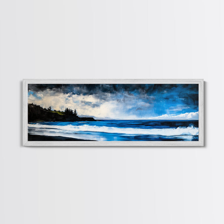 Dramatic Ocean, Seascape Painting, Beach House Decor, Canvas Print, Coastal Wall Art, Bedroom Wall Decor, Blue Wave Art, Nautical Theme