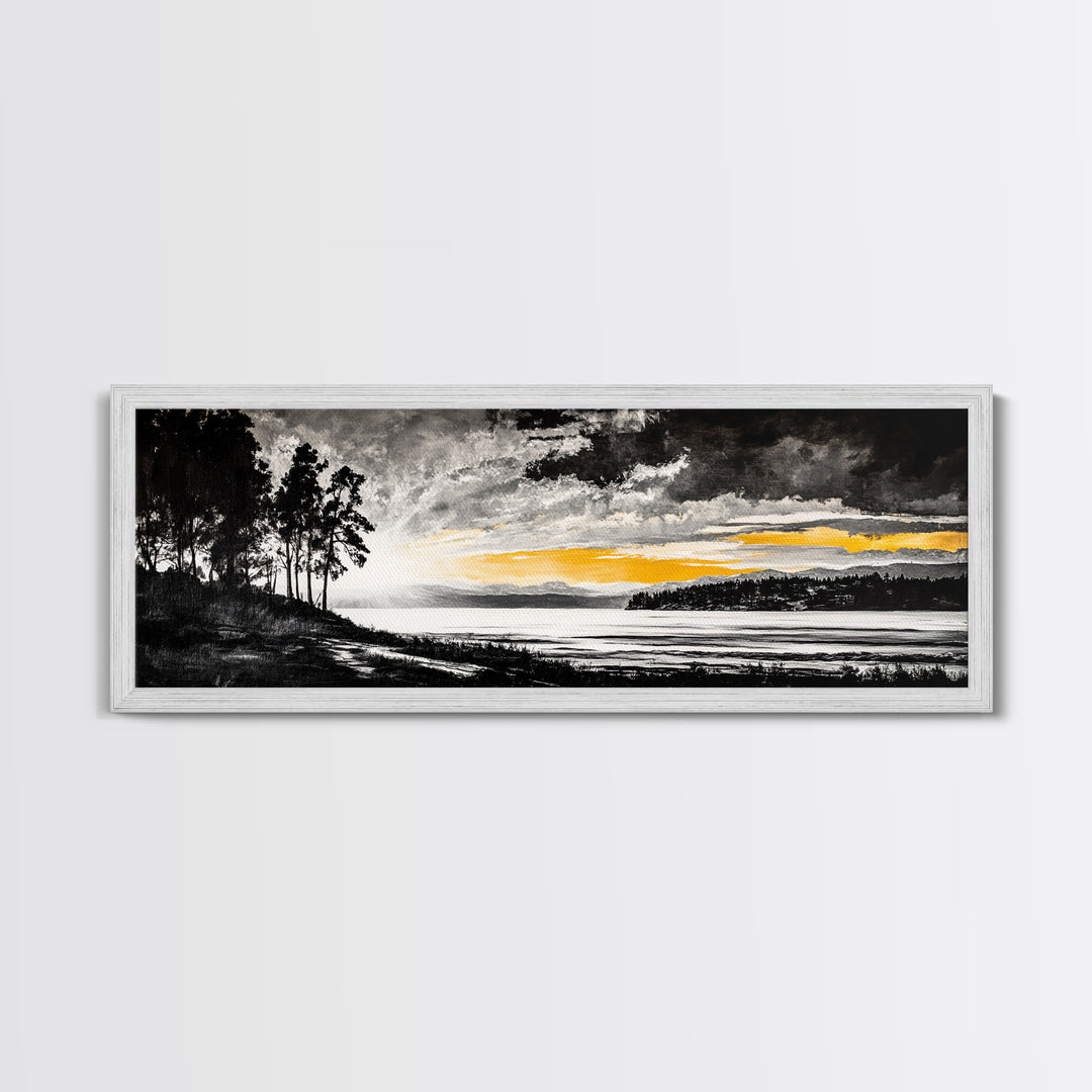 Sunset Landscape Art, Moody Sky Print, Nature Wall Decor, Mountain View Artwork, Rustic Home Decor, Warm Tones, Canvas Print