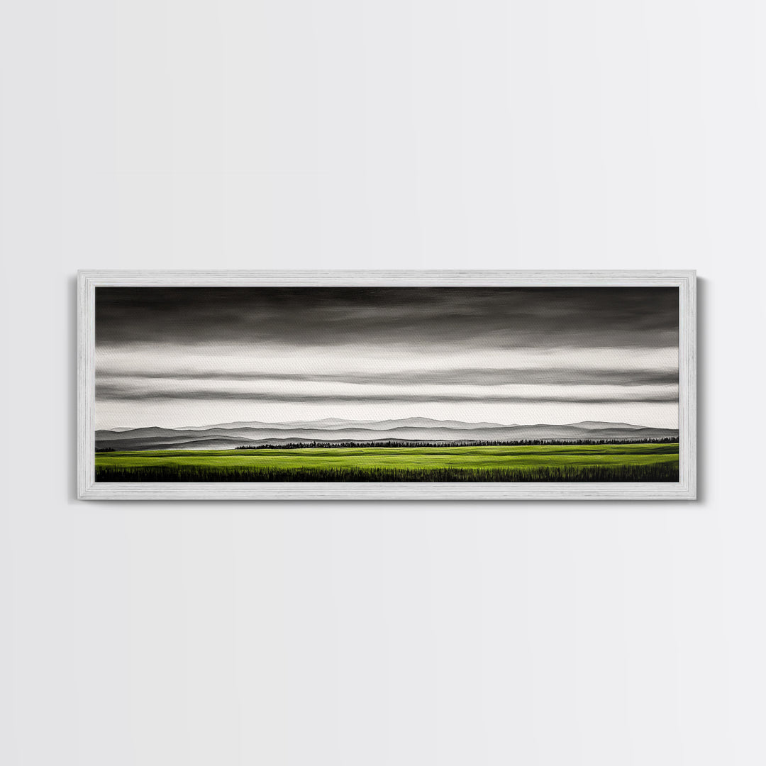 Rolling Hills, Green Fields, Minimalist Landscape, Canvas Print, Nature Wall Art, Modern Farmhouse, Rustic Decor, Office Aesthetic