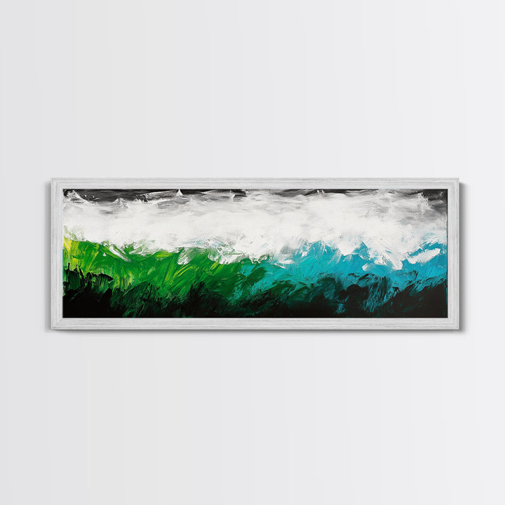 Abstract Seascape, Textured Wave, Coastal Artwork, Modern Ocean Print, Minimalist Blue Green Decor, Framed Canvas Print, Gift Idea